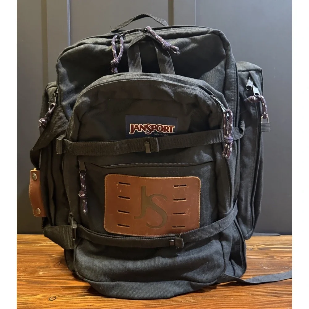 VTG Rare XL JanSport Duffle Convertible Travel Set Backpack Black Made in USA